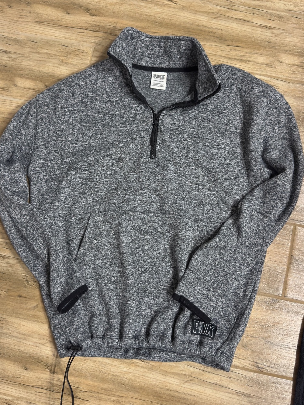 PINK Victoria's Secret Men's Heather Gray Half-Zip Fleece Pullover
